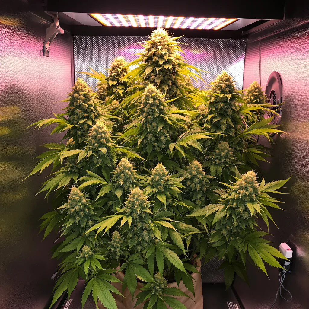 Golden Nugget cannabis plant in flowering stage — 90-120 cm. Medium autoflower