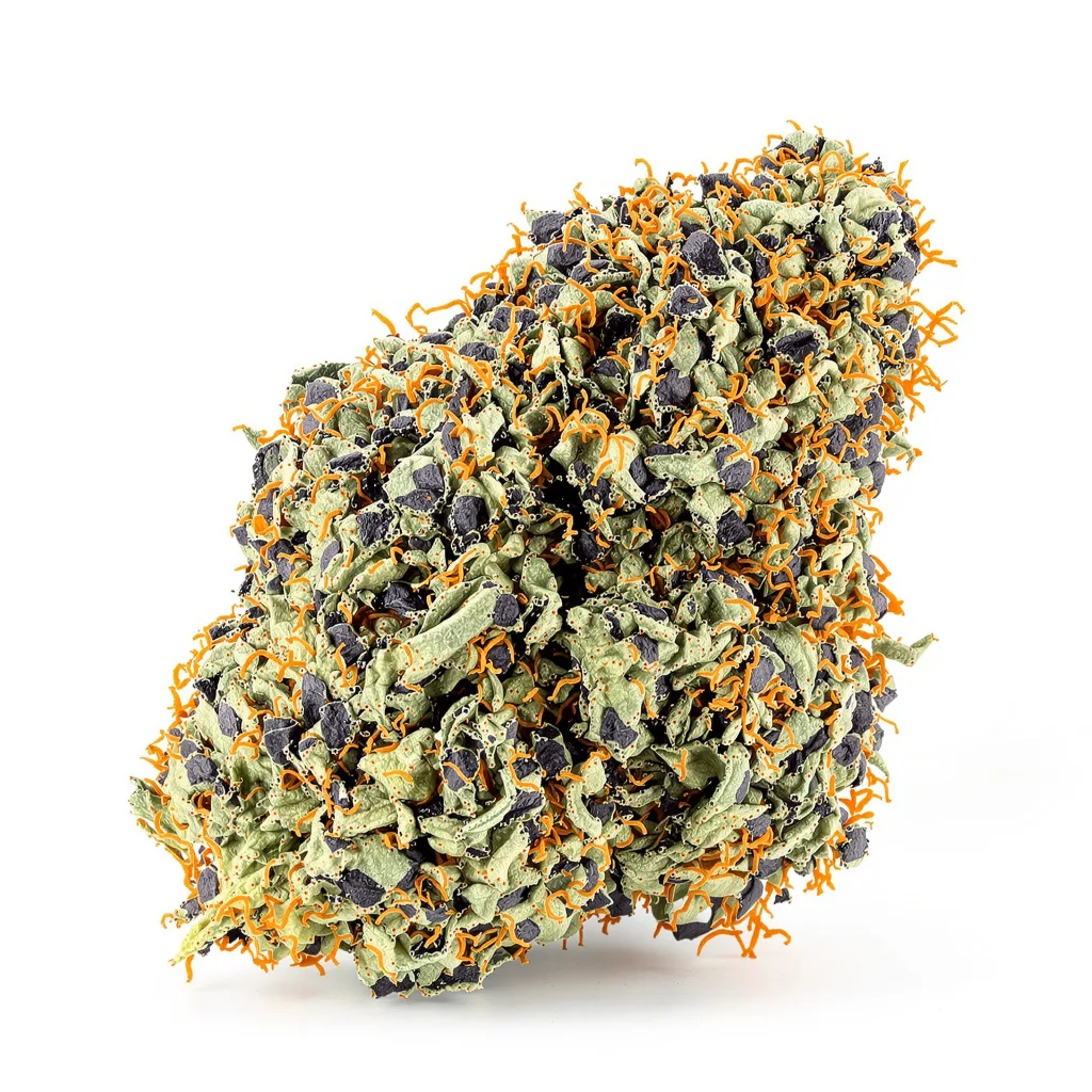 Goo 74% indica / 26% sativa flower with visible trichomes