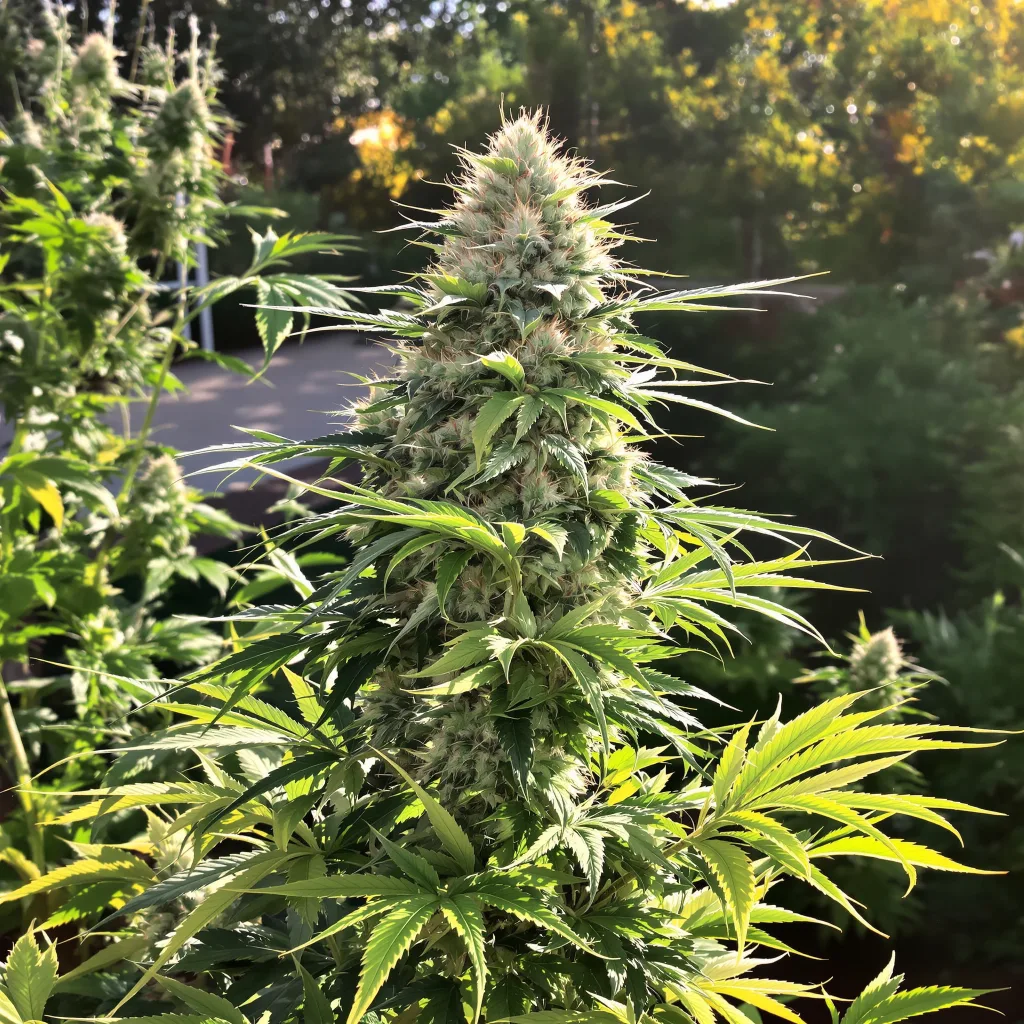 Gorilla Glue #4 55% indica / 45% sativa flower with visible trichomes