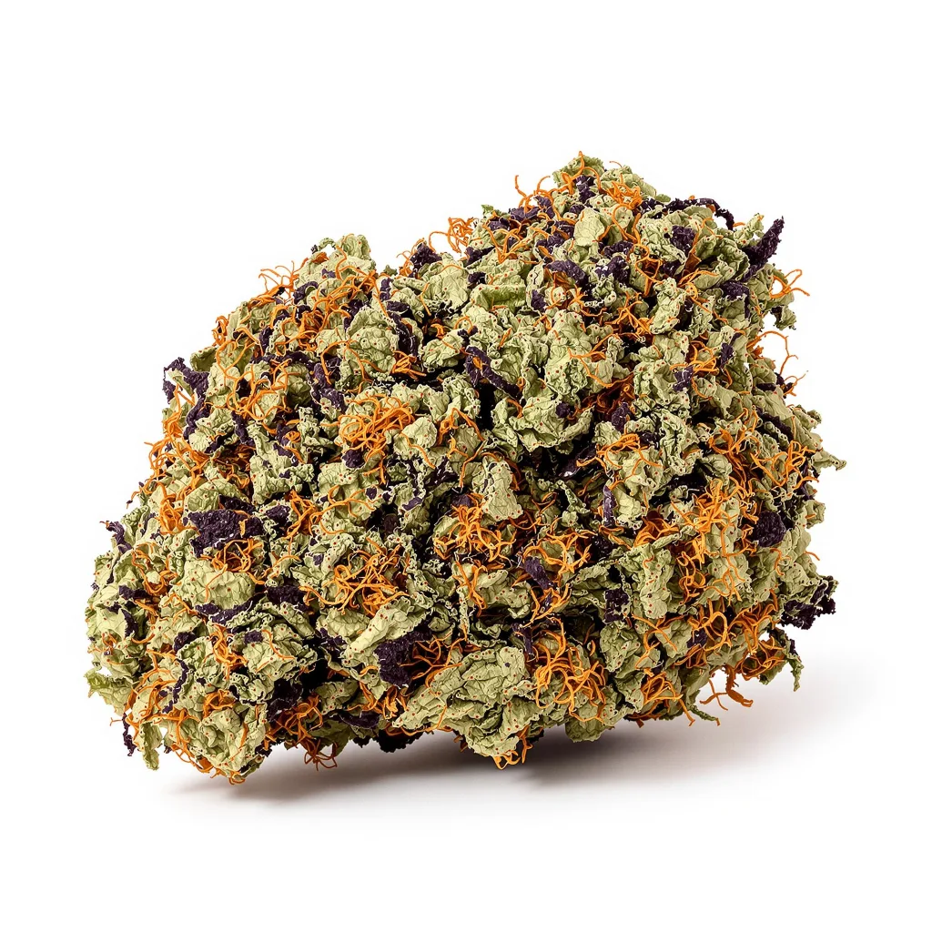 Grape Cookies 71% indica / 29% sativa flower with visible trichomes