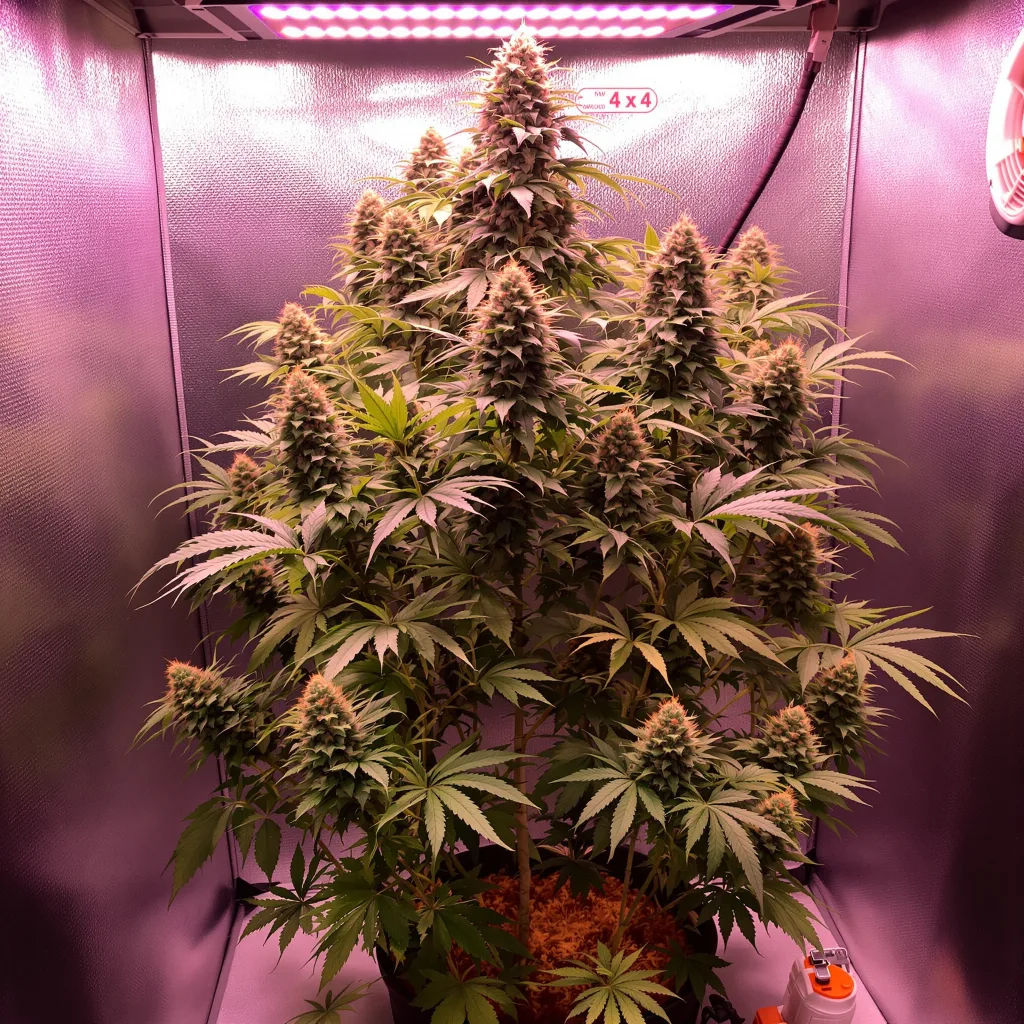 Grape Gas cannabis plant in flowering stage — Medium feminised