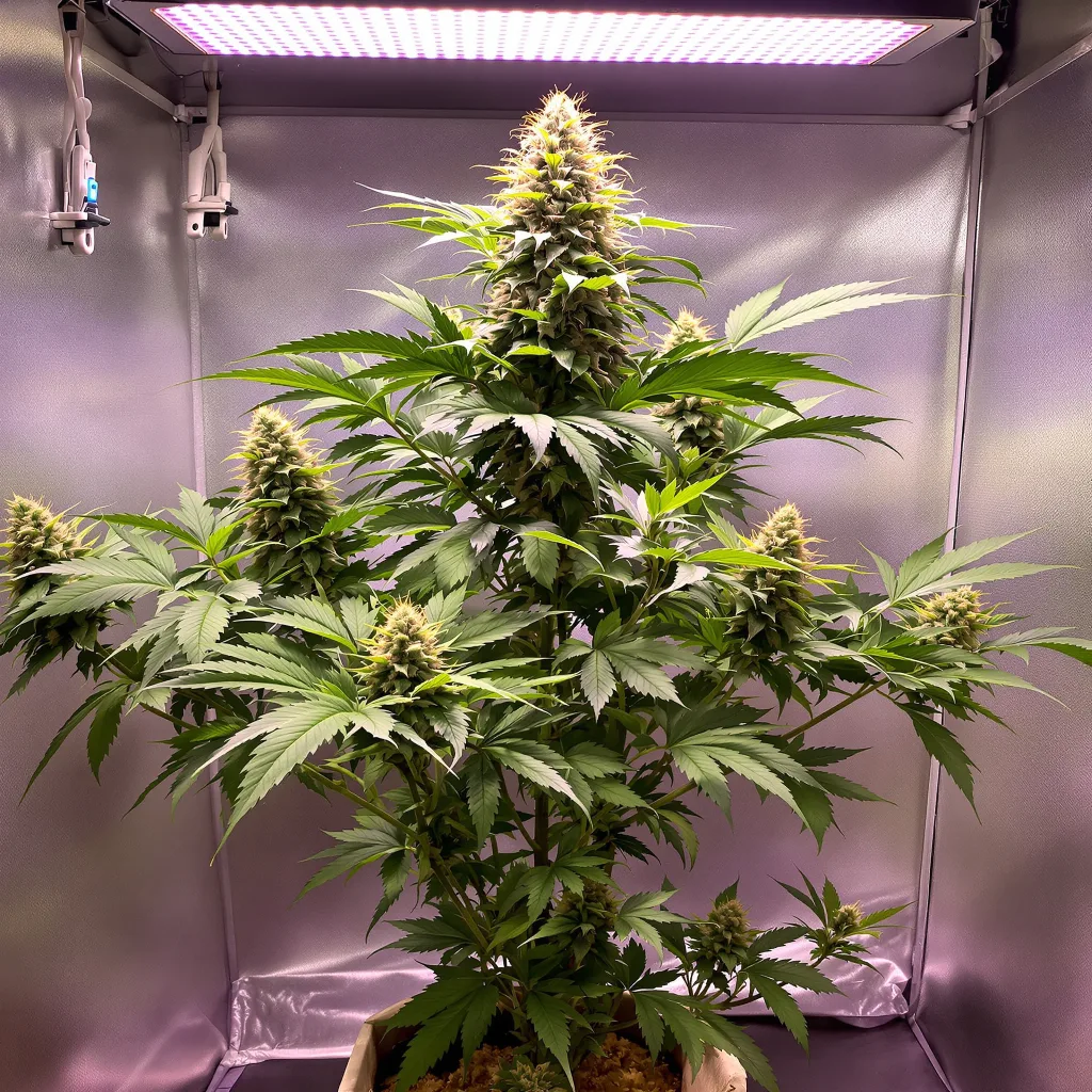 Grape Inferno cannabis plant in flowering stage — 90-120 cm. Medium autoflower