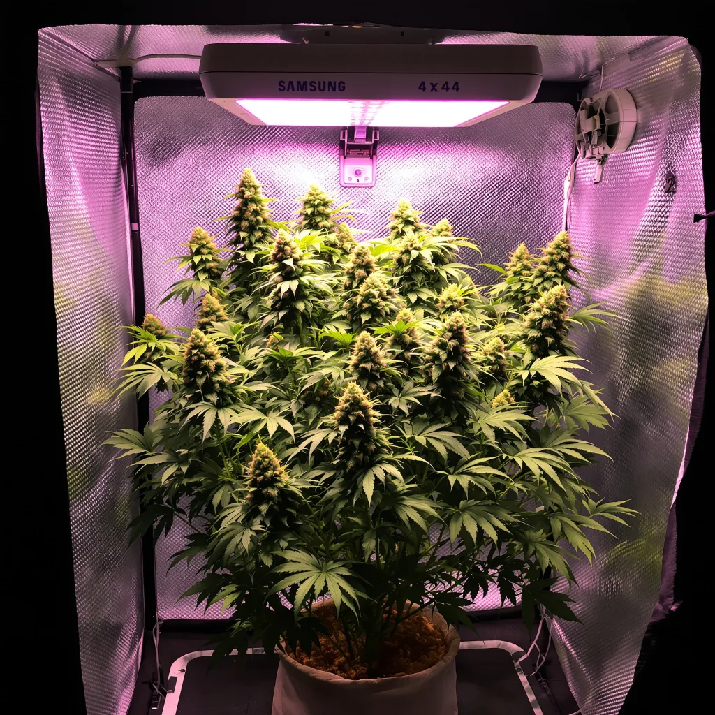 Grape Inferno cannabis plant in flowering stage — Medium to tall feminised