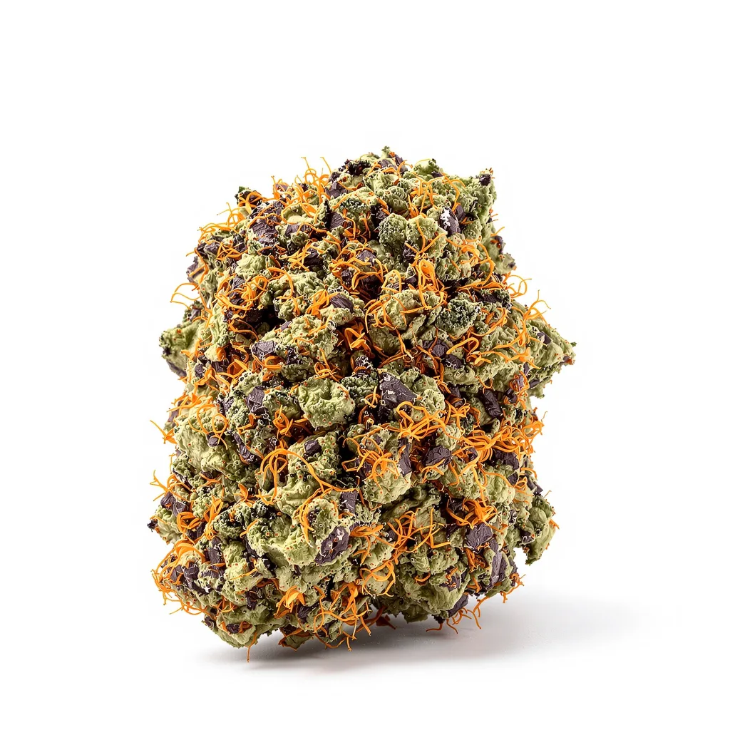 Grape Stomper 75% indica / 25% sativa flower with visible trichomes