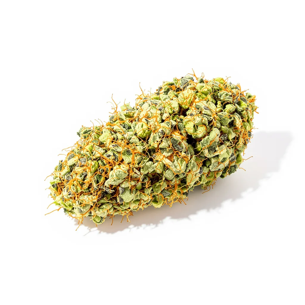 Grapefruit 30% indica / 70% sativa flower with visible trichomes