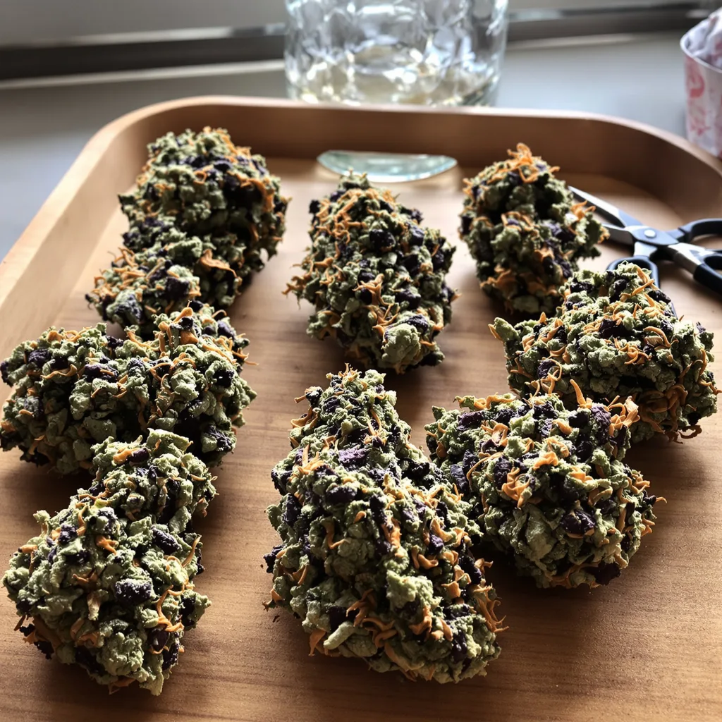 Green Crack Punch 84% indica / 16% sativa flower with visible trichomes