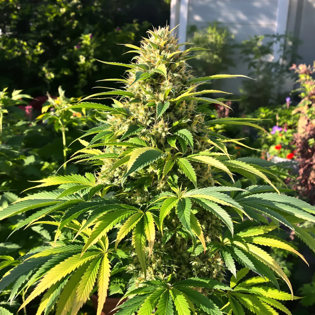 Green Love Potion 76% indica / 24% sativa flower with visible trichomes