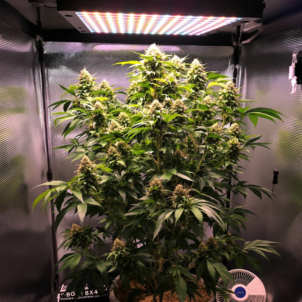 Green Queen cannabis plant in flowering stage — Short autoflower