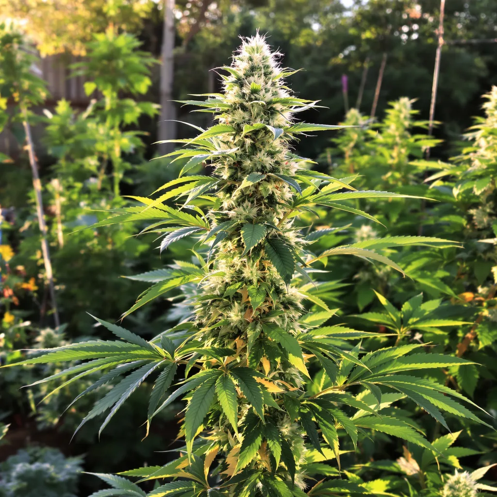 Green Queen 44% indica / 56% sativa flower with visible trichomes