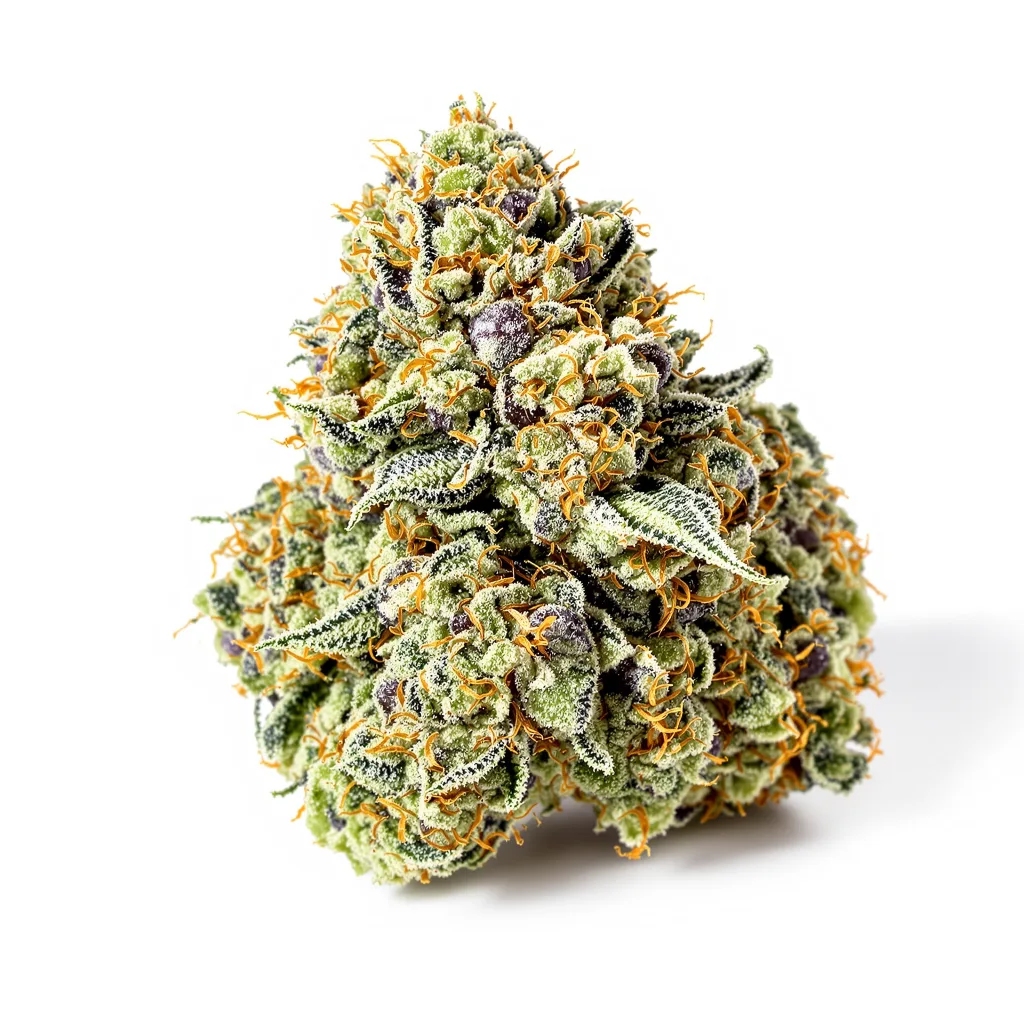 Gupta Kush 44% indica / 56% sativa flower with visible trichomes