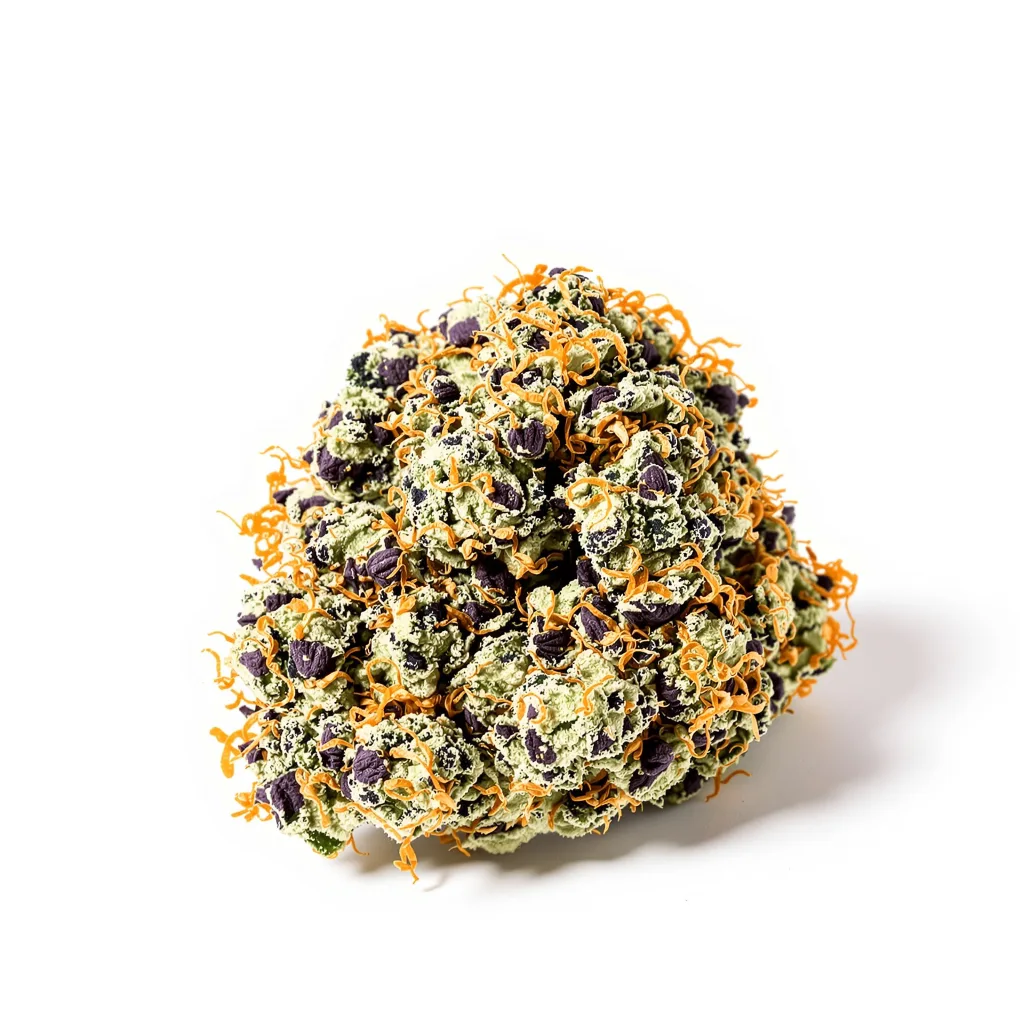 Hashbar OG 65% indica / 35% sativa flower with visible trichomes