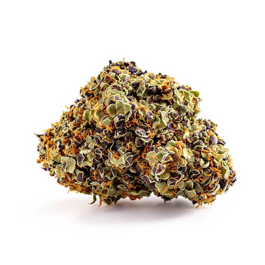 Hashbar OG 65% indica / 35% sativa flower with visible trichomes