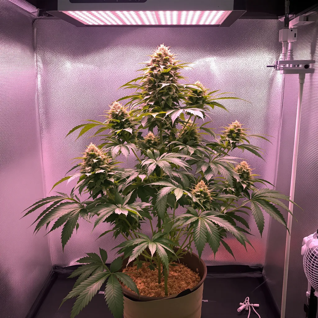 Hashberry cannabis plant in flowering stage — 90-120 cm. Medium autoflower
