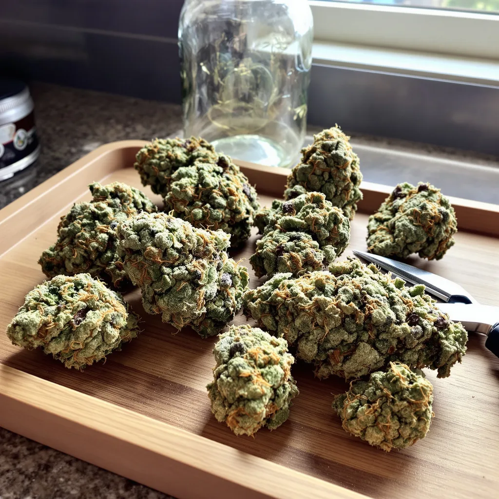 Holy Grail Kush 60% indica / 40% sativa flower with visible trichomes