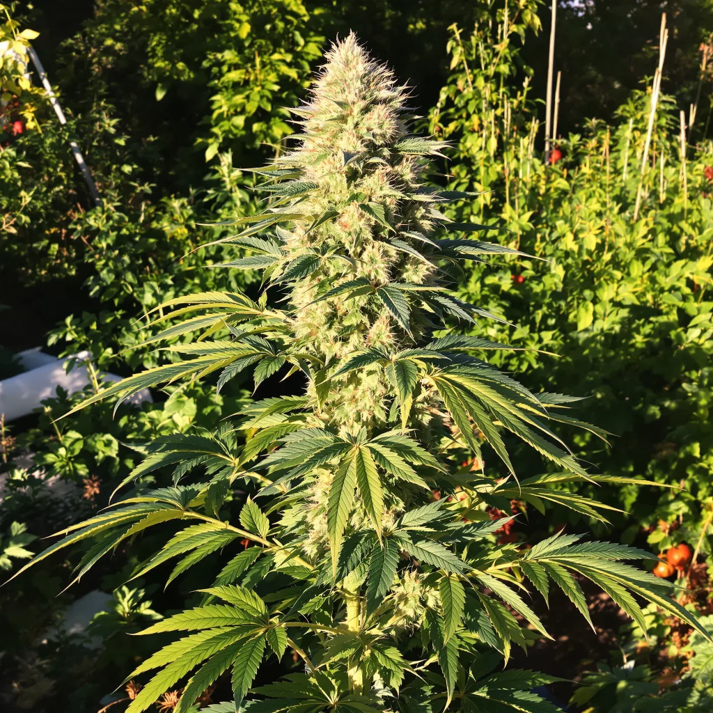 Jesus Juice 54% indica / 46% sativa flower with visible trichomes