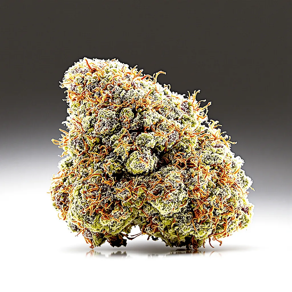 Kandy Kush 50% indica / 50% sativa flower with visible trichomes