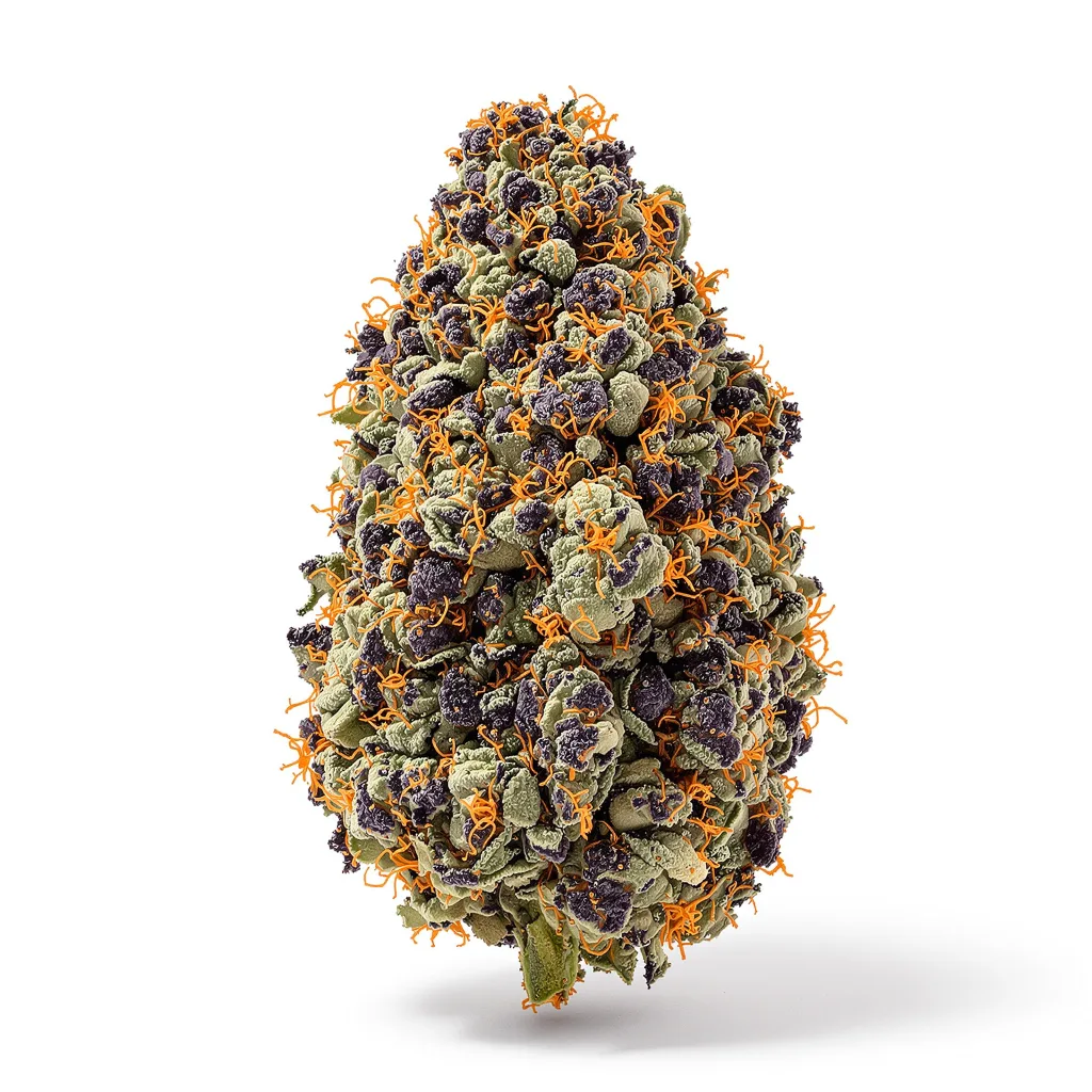 Katsu Bubba Kush 69% indica / 31% sativa flower with visible trichomes
