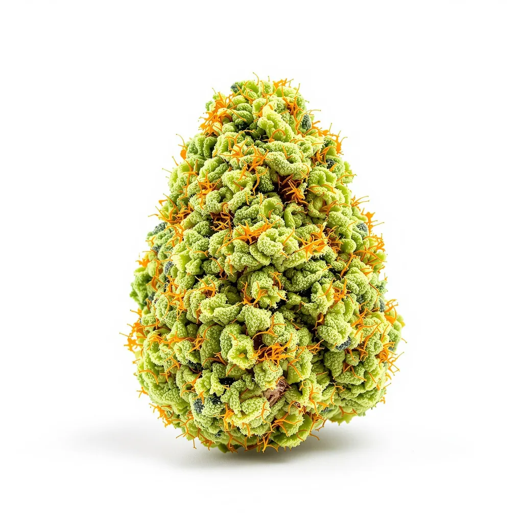 KC 33 12% indica / 88% sativa flower with visible trichomes