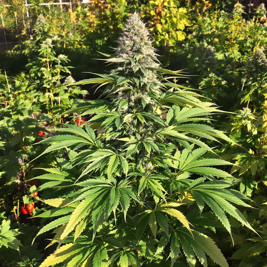 Kelly Hill Gold 77% indica / 23% sativa flower with visible trichomes
