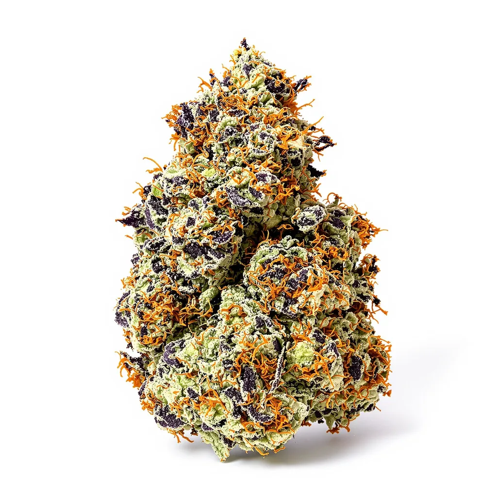Killer Grape 86% indica / 14% sativa flower with visible trichomes