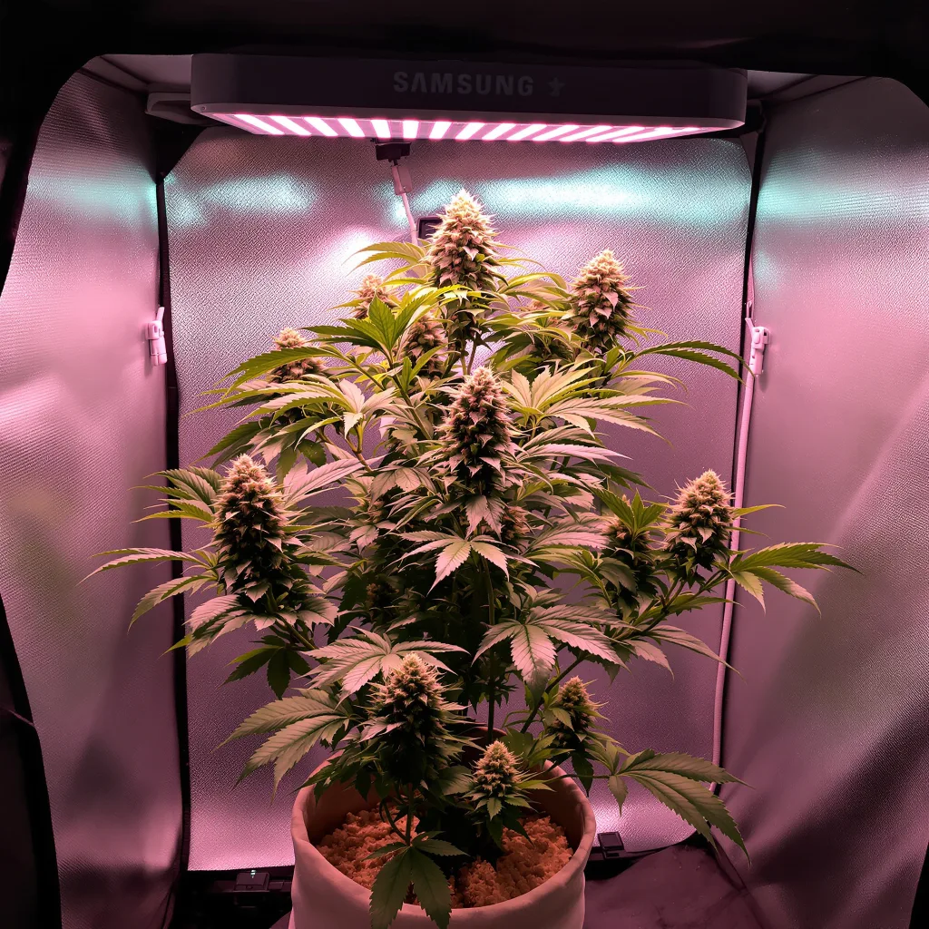 Kimbo Kush cannabis plant in flowering stage — 90-120 cm. Medium feminised