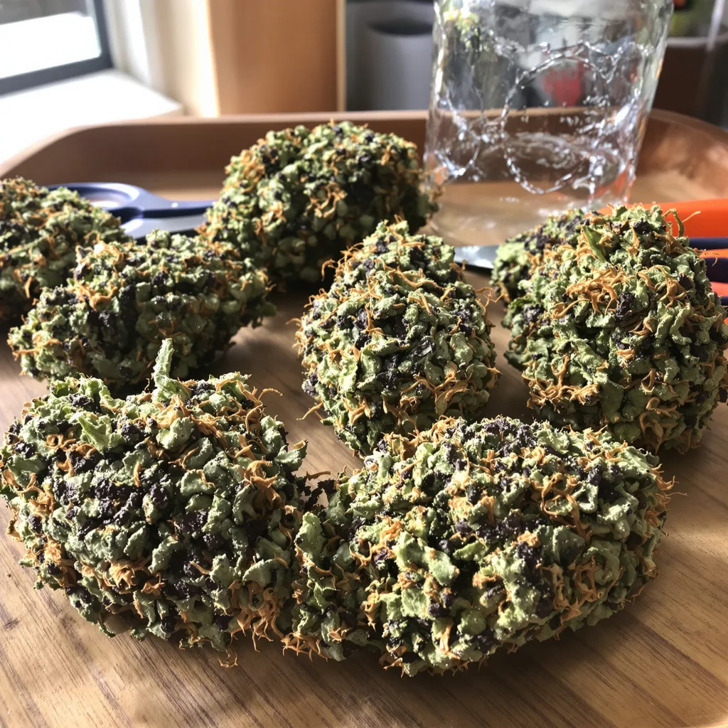 King’s Kush 75% indica / 25% sativa flower with visible trichomes