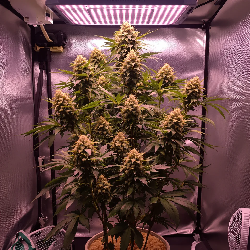 Kush Mints cannabis plant in flowering stage — Small (0-120 cm) feminised