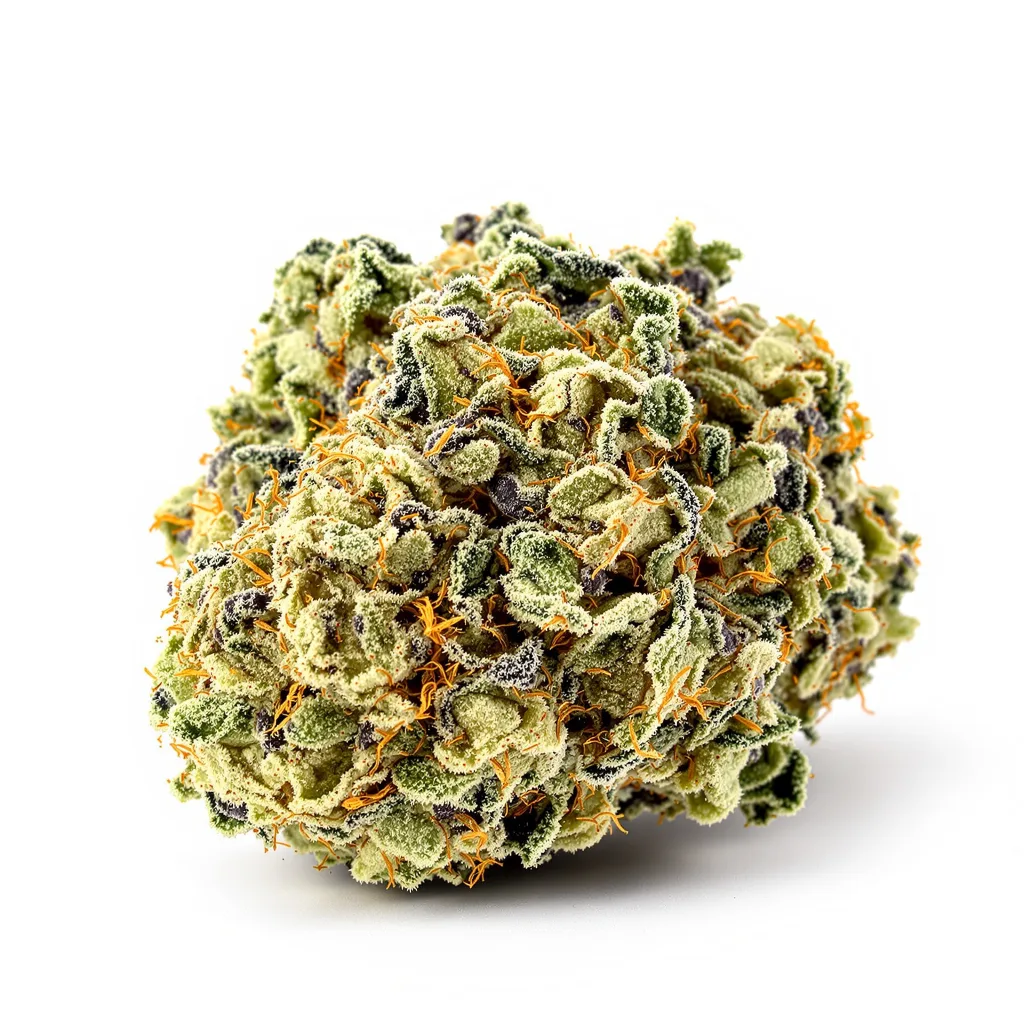 L.A. Sunshine 60% indica / 40% sativa flower with visible trichomes