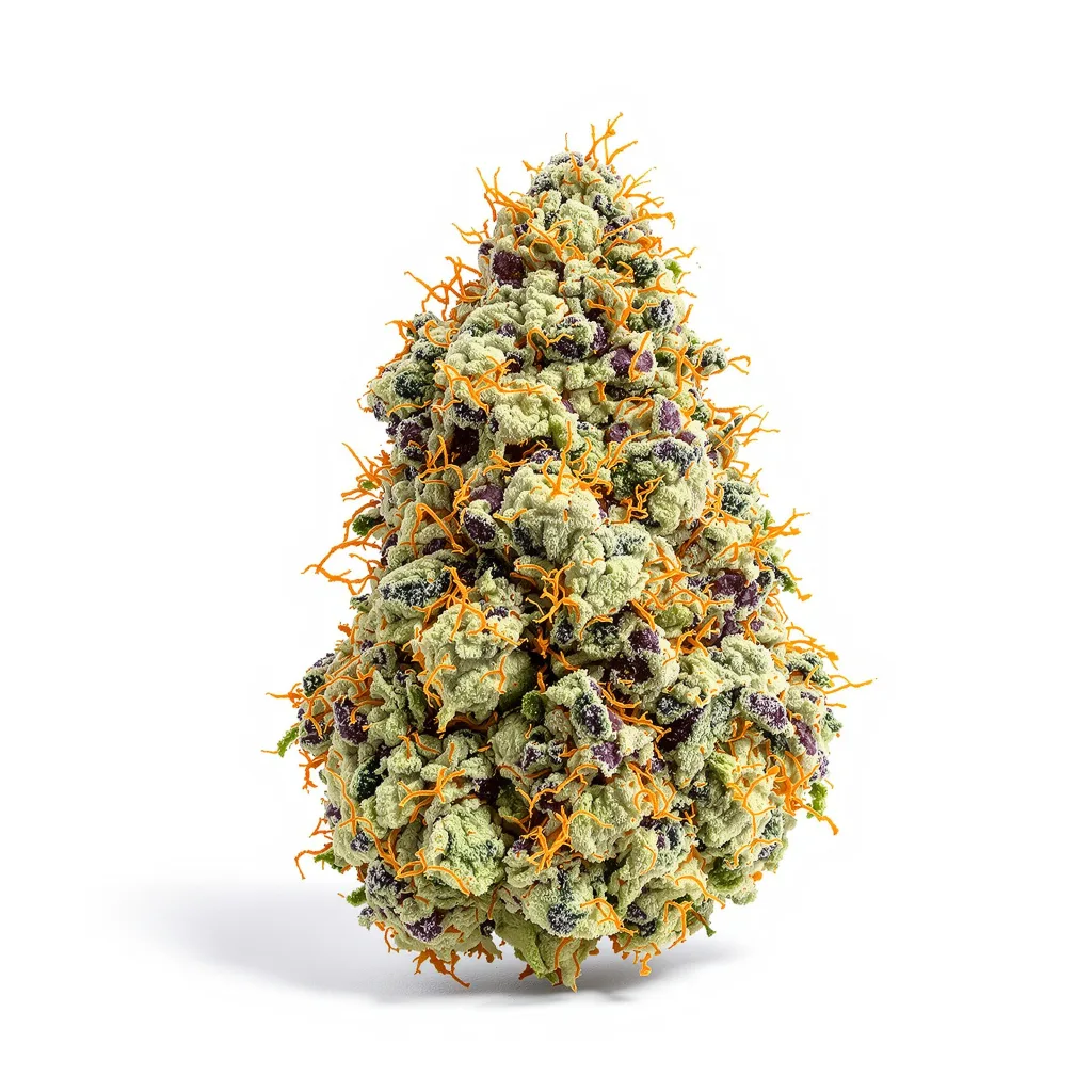LA Confidential 50% indica / 50% sativa flower with visible trichomes