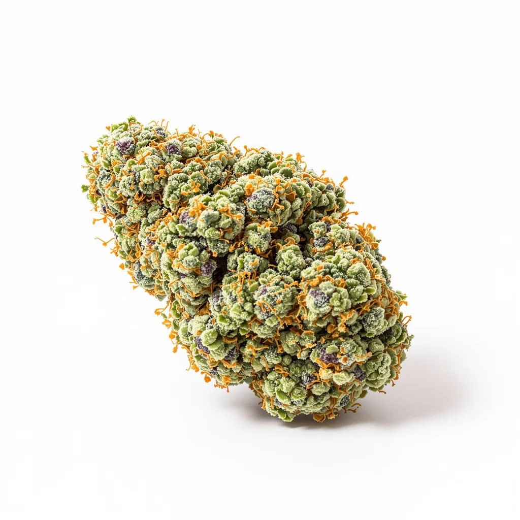 LA Woman 44% indica / 56% sativa flower with visible trichomes