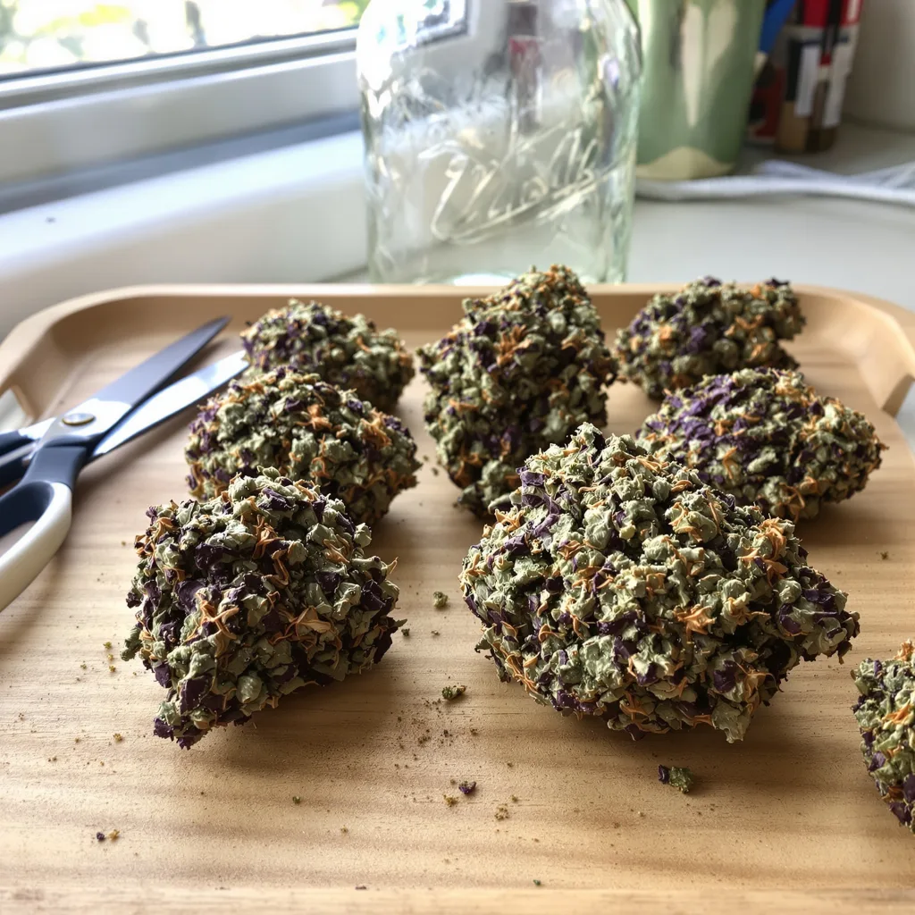 Ladyburn 1974 83% indica / 17% sativa flower with visible trichomes