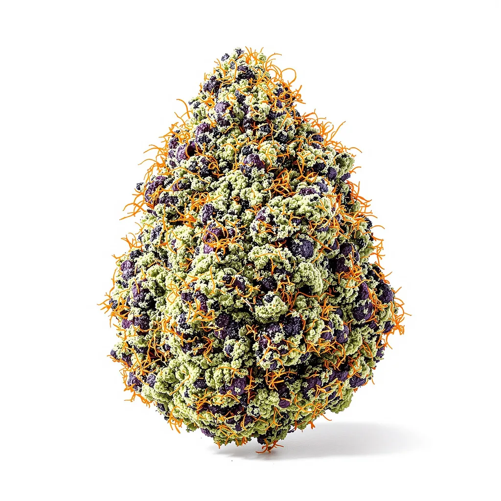 Ladyburn 1974 83% indica / 17% sativa flower with visible trichomes