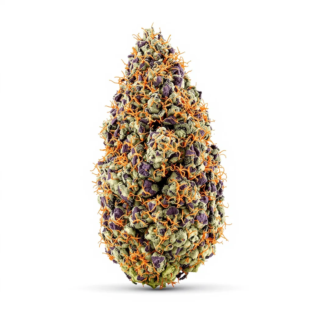 Lavender Jones 70% indica / 30% sativa flower with visible trichomes