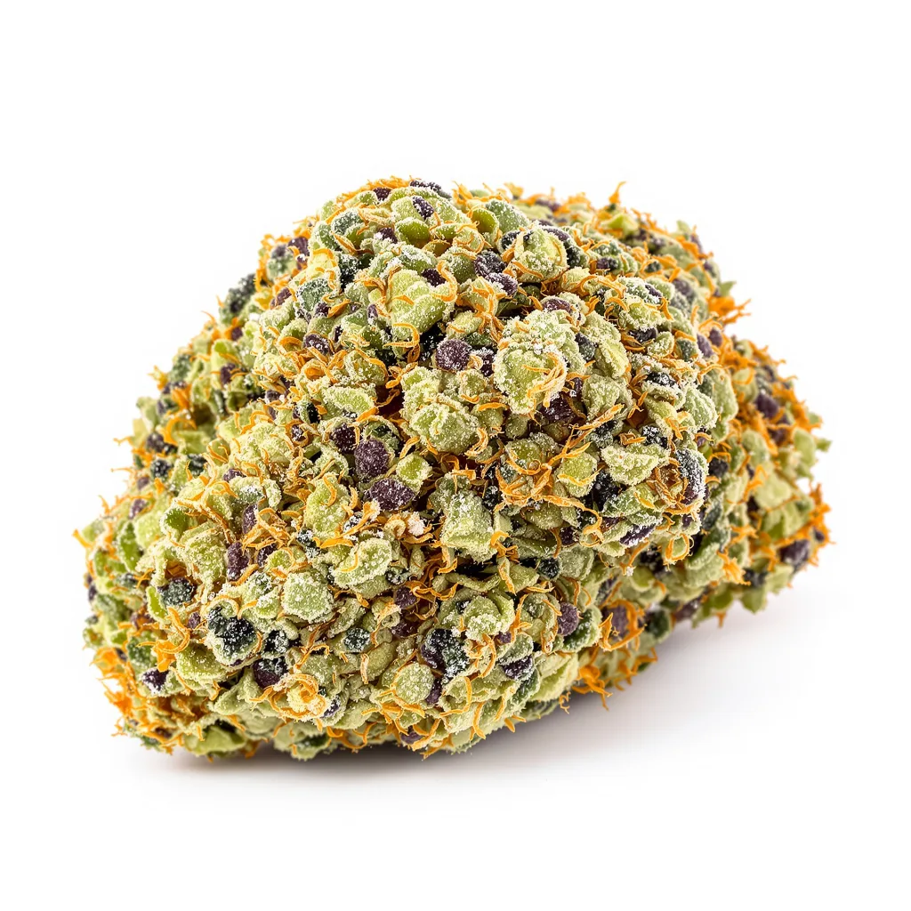 Le Silver Royale 54% indica / 46% sativa flower with visible trichomes