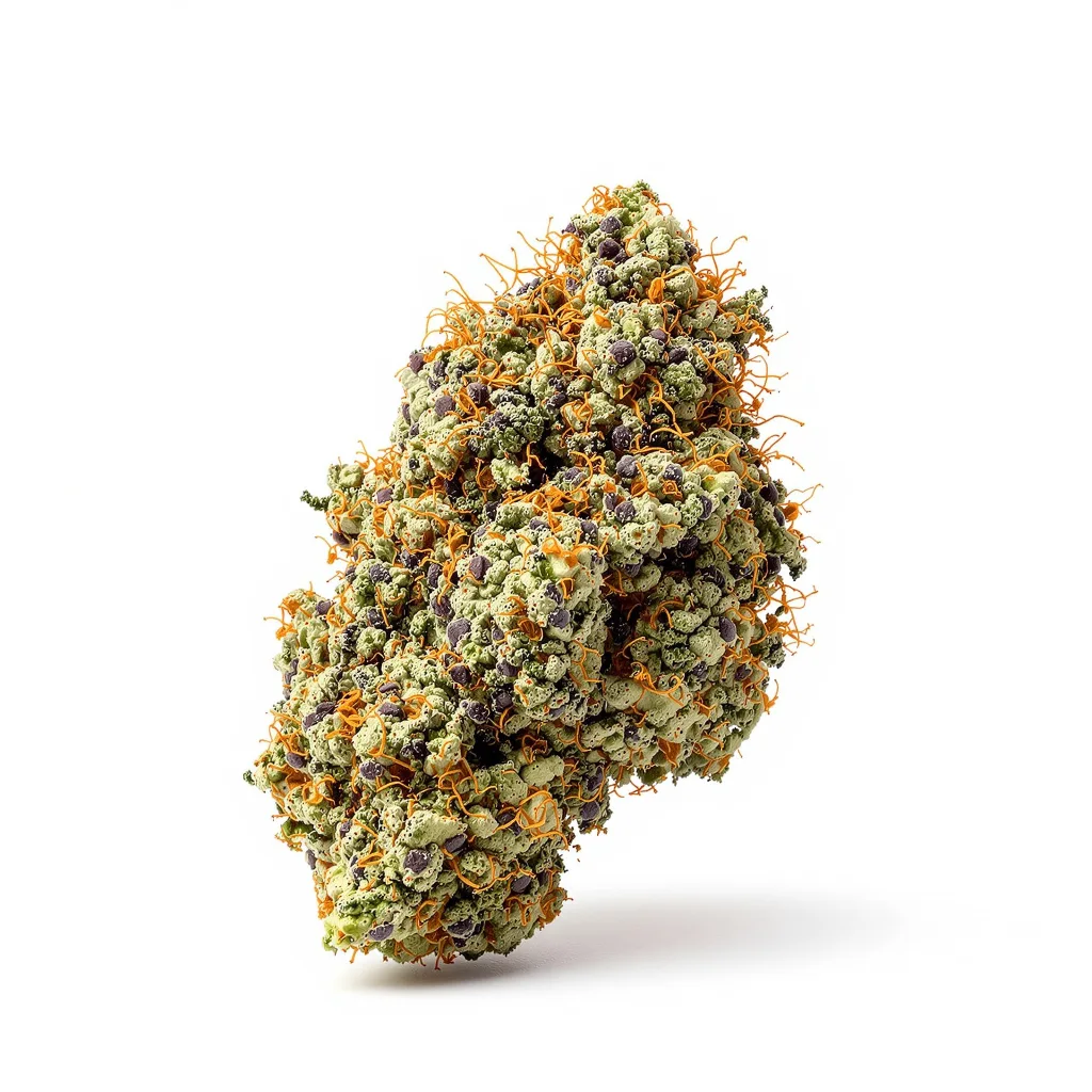 Lee Roy 69% indica / 31% sativa flower with visible trichomes