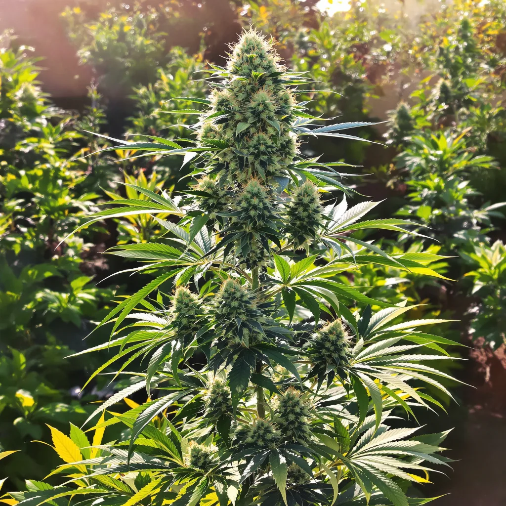 Lemon OG Kush 50% indica / 50% sativa flower with visible trichomes