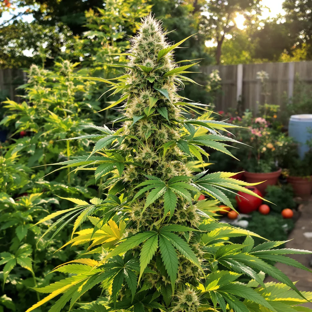 Lemon Skunk 33% indica / 67% sativa flower with visible trichomes
