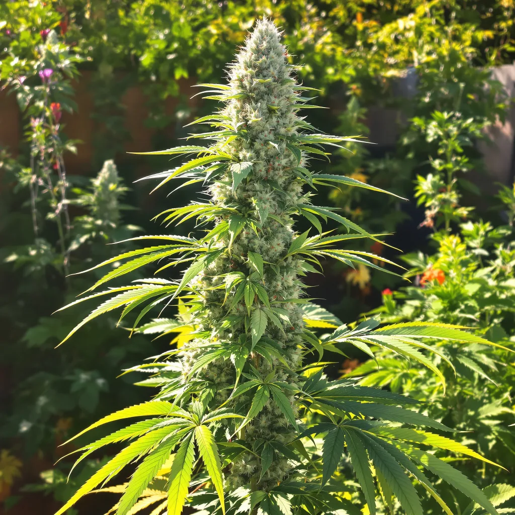 Lemon Skunk 33% indica / 67% sativa flower with visible trichomes