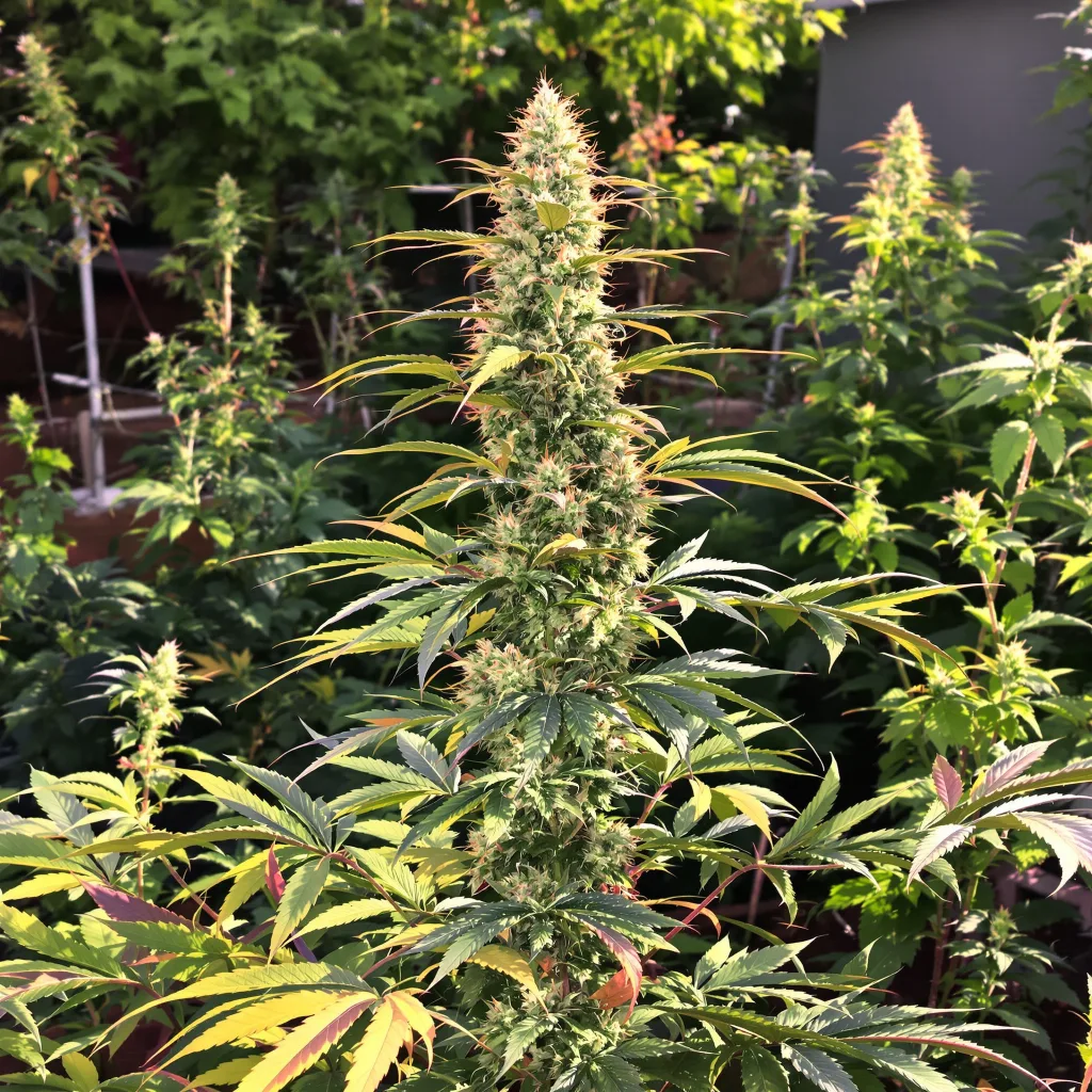 Lemon Thai 55% indica / 45% sativa flower with visible trichomes