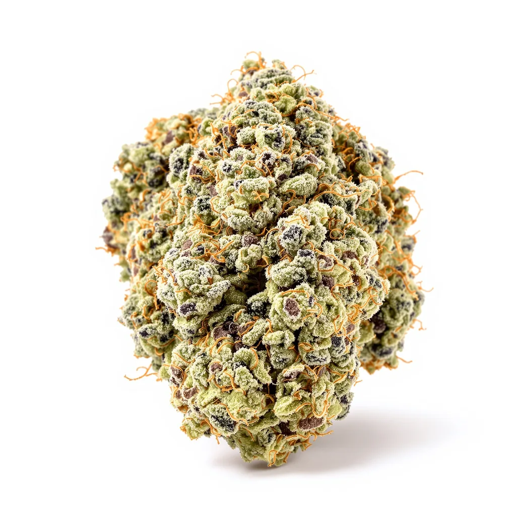 Lemon Thai 55% indica / 45% sativa flower with visible trichomes