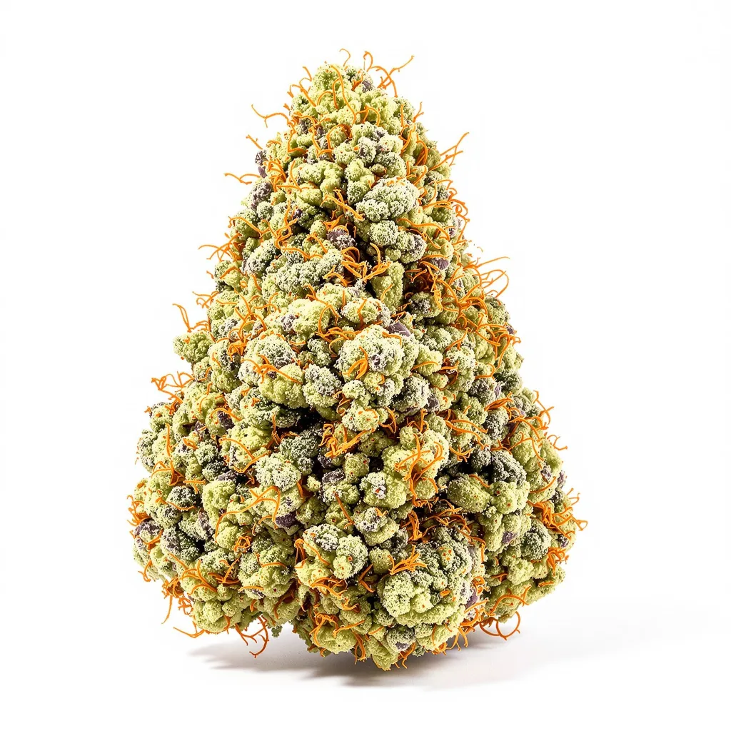 LSD 49% indica / 51% sativa flower with visible trichomes