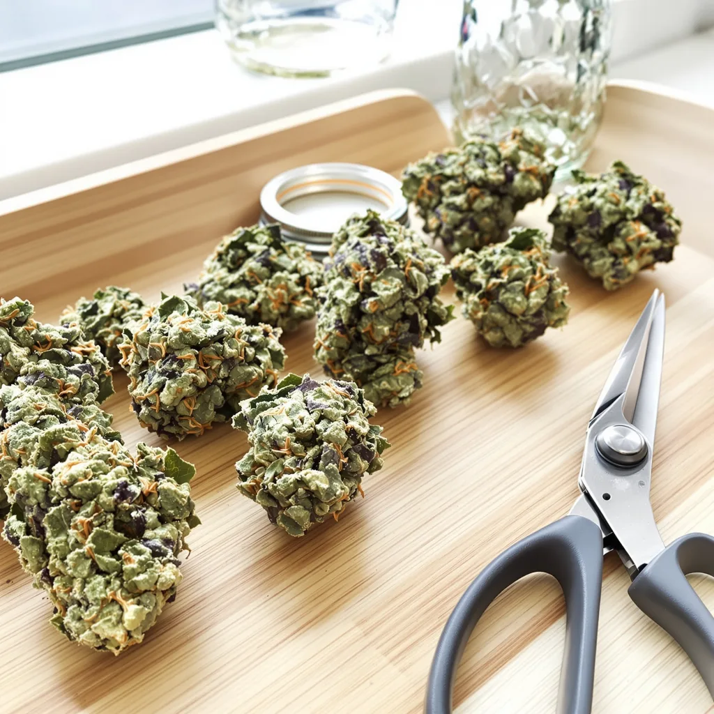 Lucky Charms 50% indica / 50% sativa flower with visible trichomes