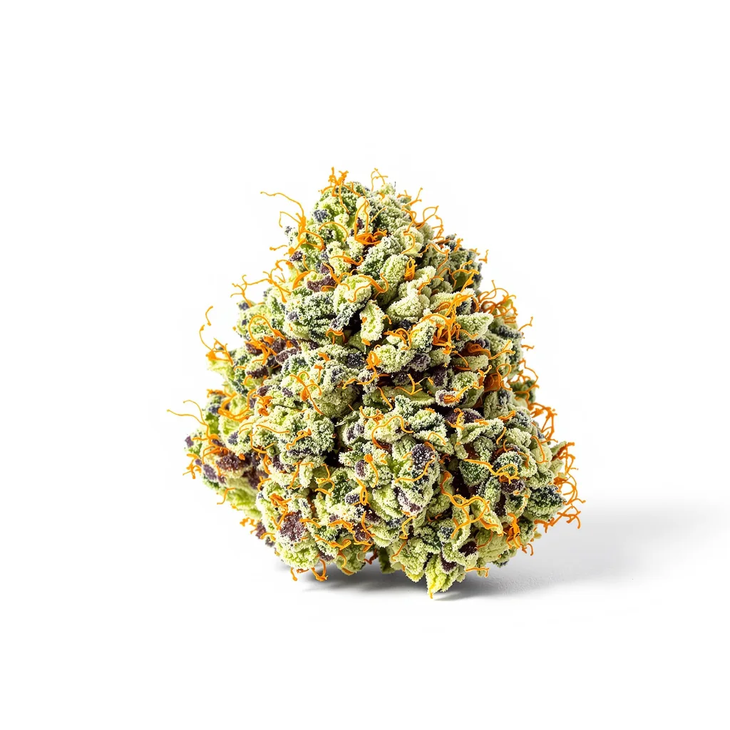Lucky 54% indica / 46% sativa flower with visible trichomes