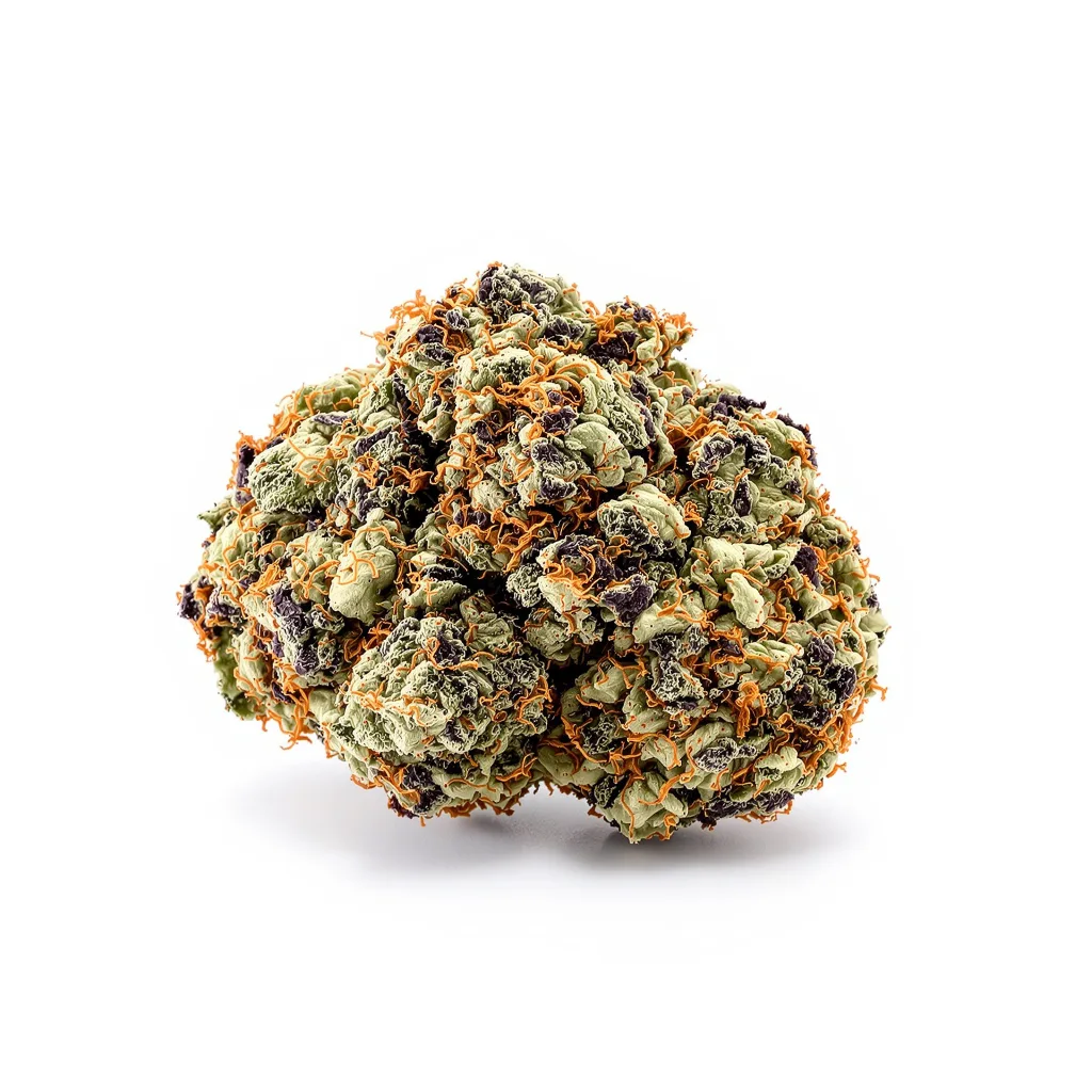 Mandarine 76% indica / 24% sativa flower with visible trichomes