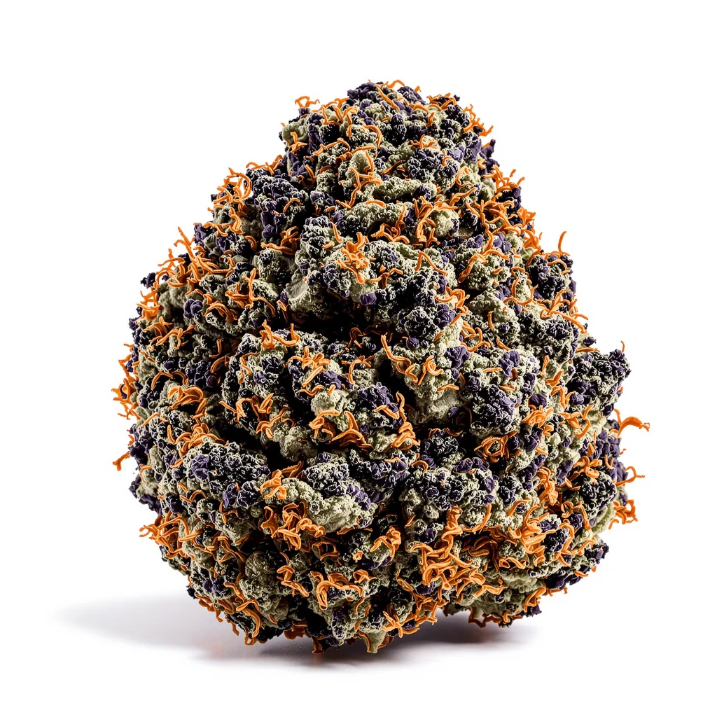 Mandarine 76% indica / 24% sativa flower with visible trichomes