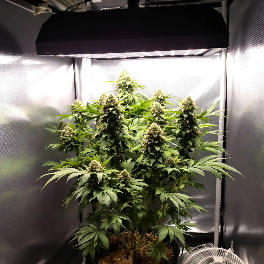 Marcosus Marshmellow cannabis plant in flowering stage — 90-120 cm. Medium feminised