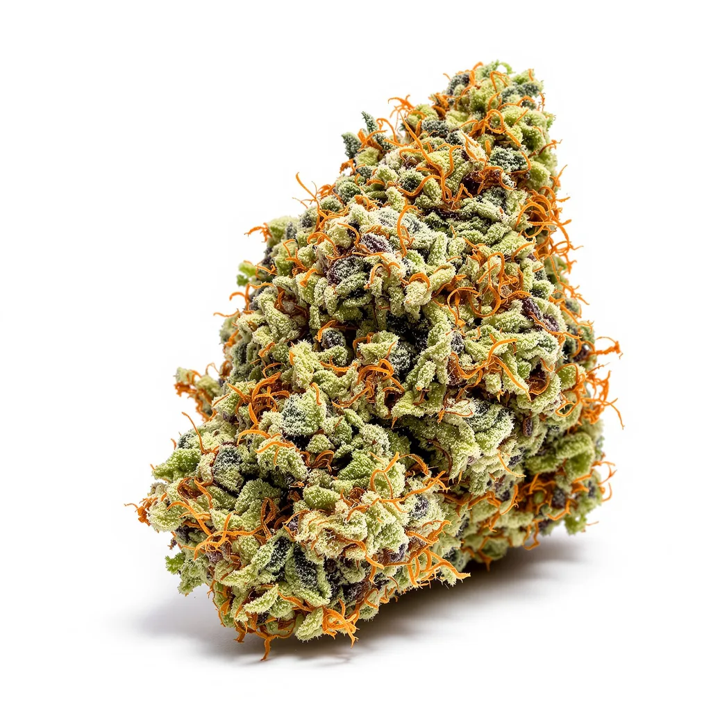 Master Jedi 44% indica / 56% sativa flower with visible trichomes