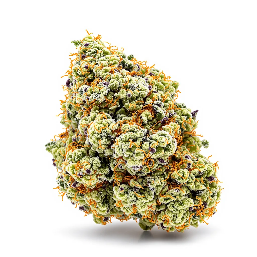 Master Jedi 44% indica / 56% sativa flower with visible trichomes