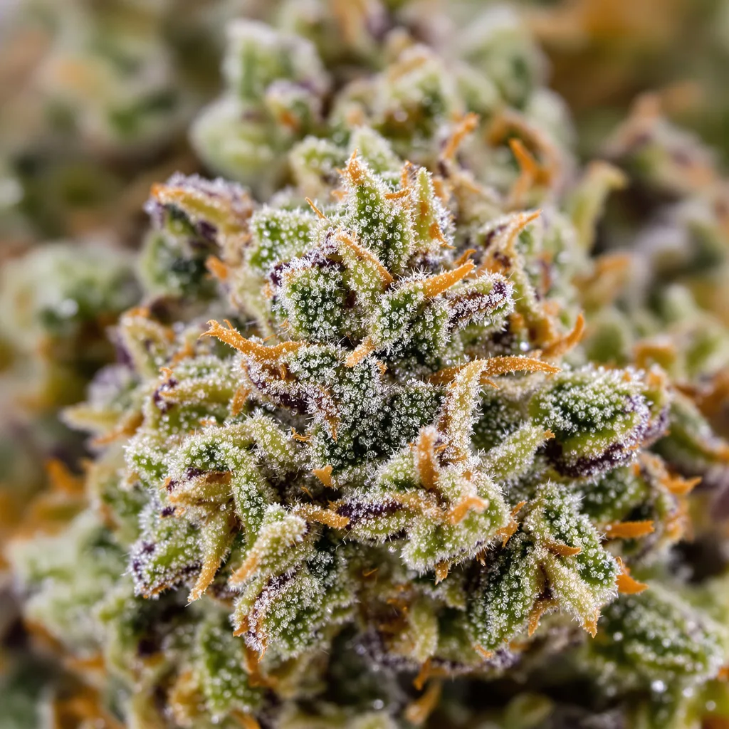 Matanuska Tundra cannabis bud close-up showing balanced bud structure with frosted trichomes