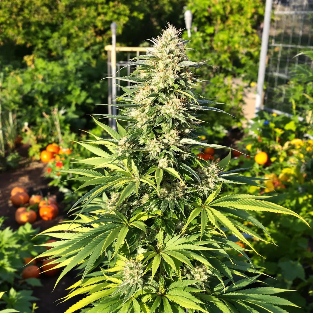 Mazar x Blueberry 39% indica / 61% sativa flower with visible trichomes